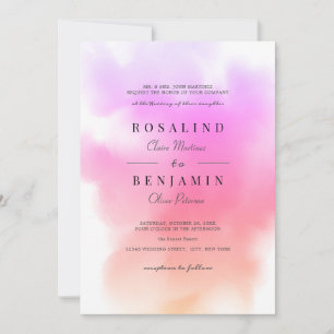 Elegant Rosa Guld Watercolor Abstrakt Bröllop Inbjudningar
