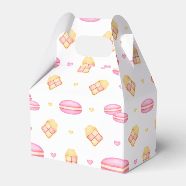 Elegant Rosa & Guld Watercolor Pastel Macaroons Presentaskar (Framsidan Sidan)