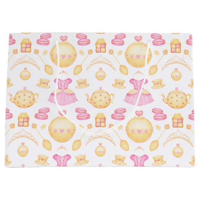 Elegant Rosa & Guld Watercolor Princess Tea Party (Framsidan)