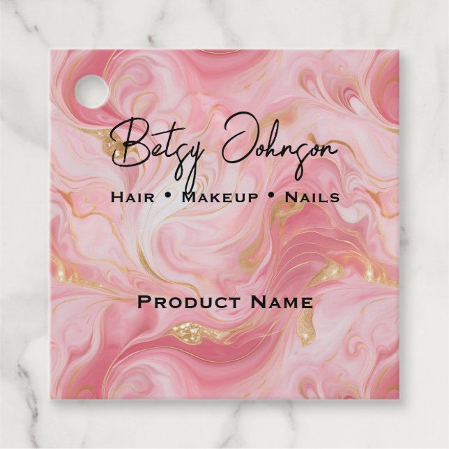 Elegant Rosa Guld White Marcular Product Märkre Gåvor Etiketter (Framsida)