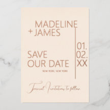 ELEGANT Rosa Guldbrun Save the Date-kort