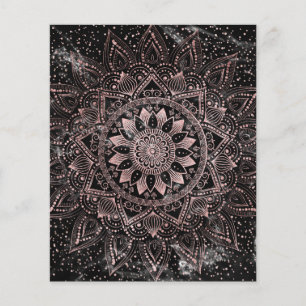 Elegant rosa guldprickig mandala-marmor flygblad