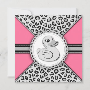 Elegant Rosa Gummiandebarn Baby Shower Inbjudningar