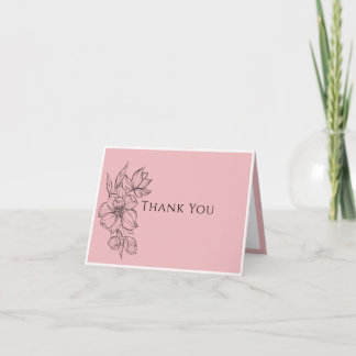 Elegant Rosa Hand plockade Blommigt Weding Tack Kort