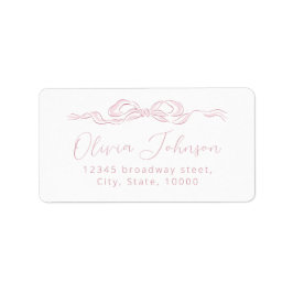 Elegant Rosa Hand plockade Bow Return-adressetiket Adressetikett