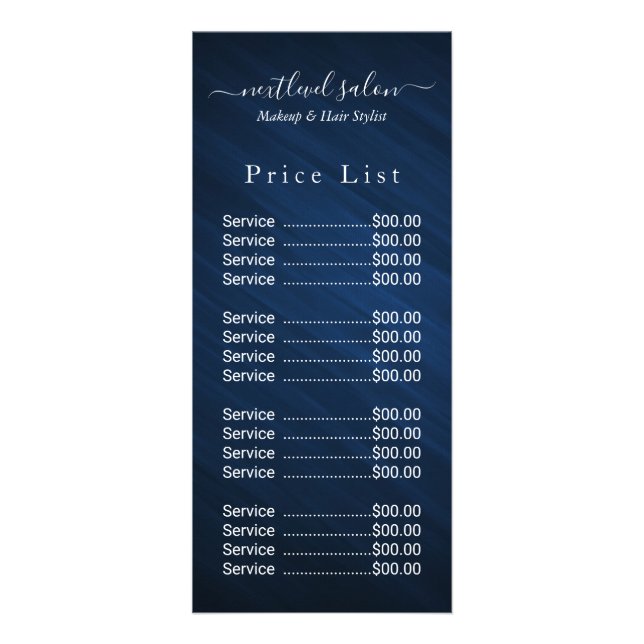 Elegant Rosa Hår Salong Pris Rack Kort (Framsidan)