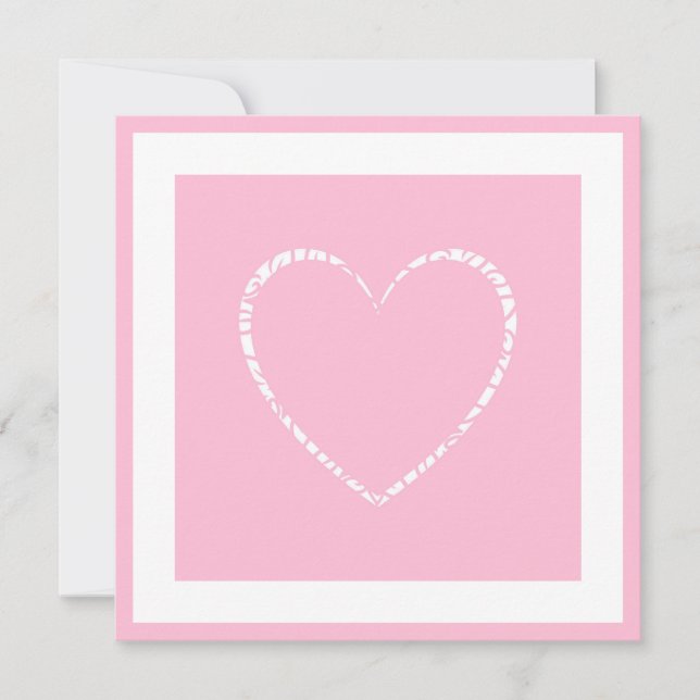 Elegant Rosa Heart, framed Valentine Flat Card (Framsida)