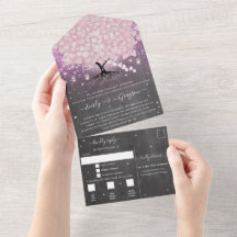 Elegant  Rosa Heart Löv Träd Bröllop i