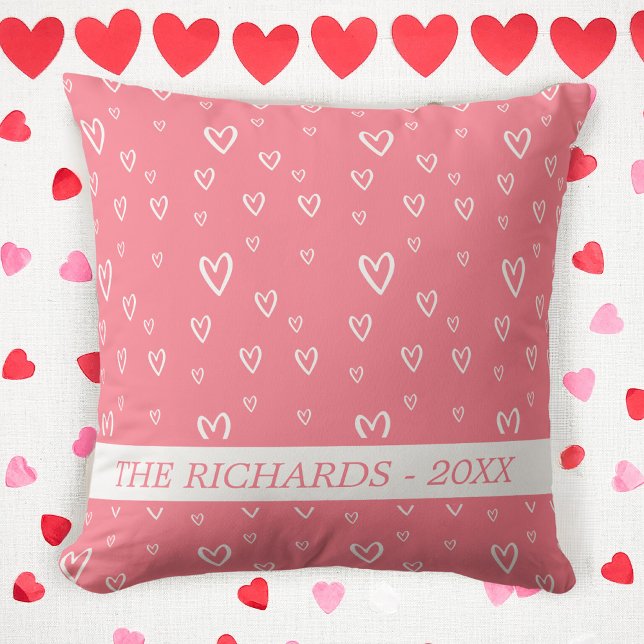 Elegant  Rosa Heart Mönster Kudde (Elegant Blush Pink Heart Pattern Throw Pillow)
