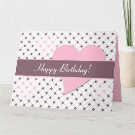 Elegant Rosa Hearts, Dusky Lila, White Birthday Kort