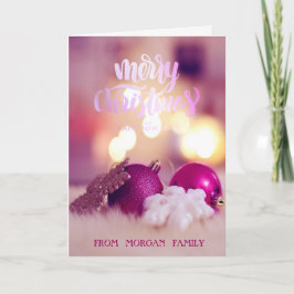 Elegant Rosa Helgdag-kort för Bollar jul Helgkort