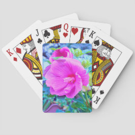 Elegant Rosa Hibiscus med Vågigt Blå blomma Casinokort