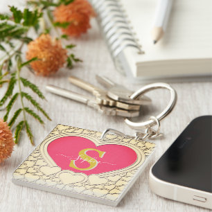 Elegant Rosa Hj&aring;rta och Initial, Namn Stilig