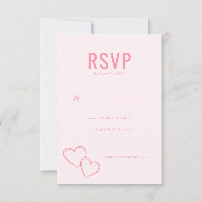 Elegant Rosa Hjärtan RSVP-kort OSA Kort (Framsida)