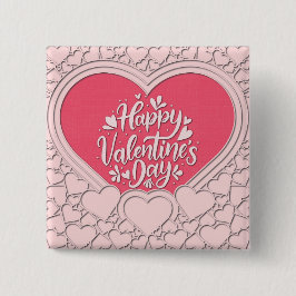 Elegant Rosa Hjärtat Glad Alla hjärtans dagars Sny Knapp