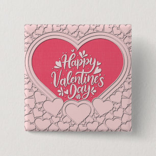 Elegant Rosa Hjärtat Glad Alla hjärtans dagars Sny Knapp