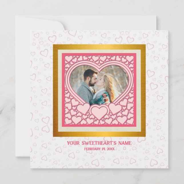 Elegant Rosa Hjärtat Glad Alla hjärtans dagars Sny Kort (Framsida)