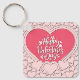 Elegant Rosa Hjärtat Glad Alla hjärtans dagars Sny Nyckelring