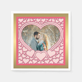 Elegant Rosa Hjärtat Glad Alla hjärtans dagars Sny Pappersservett