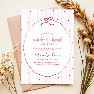 Elegant rosa hjärtbåge baby shower för lilla älskl inbjudningar