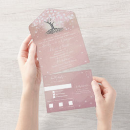 Elegant Rosa Hjärtbladig Träd Bröllop