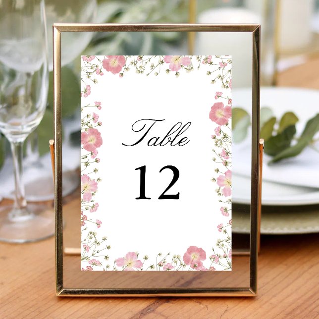Elegant Rosa Höstblomma Vattenfärg Bröllop Bordsnummer (Elegant pink autumn watercolor floral table number adds soft seasonal charm to your wedding tables.)