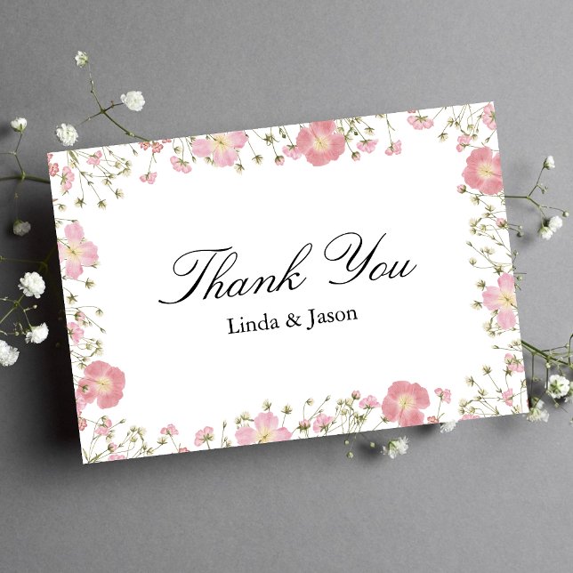 Elegant Rosa Höstbröllop Tacksamhetskort Inbjudningar (Elegant pink autumn thank you card shares heartfelt gratitude with warm seasonal charm.)