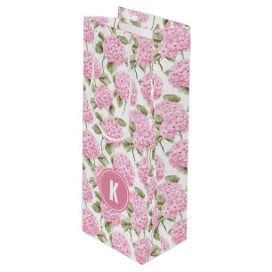 Elegant Rosa Hydragea Flowers Mönster Monogram