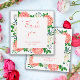 Elegant Rosa Hydrangea Baby Shower Tack Gåvor Etiketter