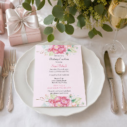 Elegant Rosa Hydrangea Blommig Födelsedag  Inbjudningar