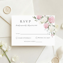 Elegant Rosa Hydrangea Bröllops-RSVP-kort Inbjudningar