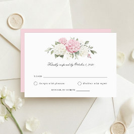 Elegant Rosa Hydrangea Bröllops-RSVP-kort Inbjudningar