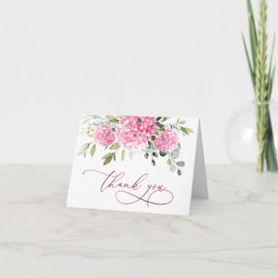 Elegant Rosa Hydrangea Eucalyptus Blommigt Tack Kort