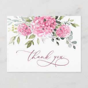 Elegant Rosa Hydrangea Eucalyptus Tack Vykort