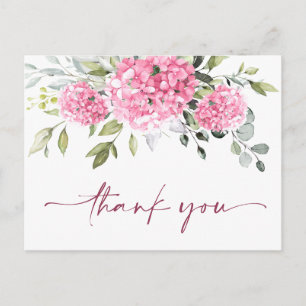 Elegant Rosa Hydrangea Eucalyptus Tack Vykort