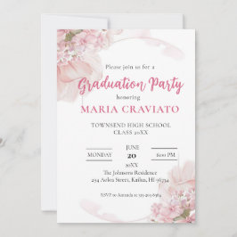 Elegant Rosa Hydrangea Examen Invitation Inbjudningar