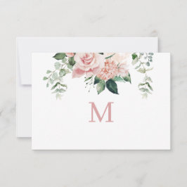 Elegant Rosa Hydrangea Monogram Note Card