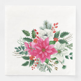 Elegant Rosa jul Poinsettia Pappersservett