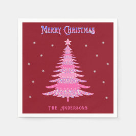 Elegant Rosa Julgran eget namn Rött Pappersservett