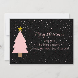 Elegant Rosa Julgran, Golden Star on Black Julkort