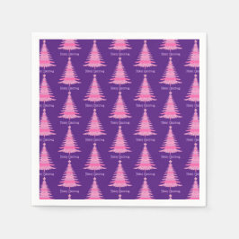 Elegant Rosa Julgran Lila Pappersservett