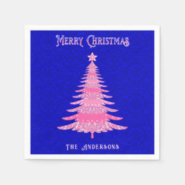 Elegant Rosa Julgran Personlig Snöflake Pappersservett