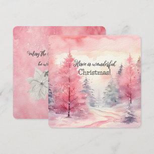 Elegant Rosa Julgran scen i vinter Kort