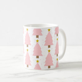 Elegant Rosa Julgranar Forest, Golden Stars Kaffemugg