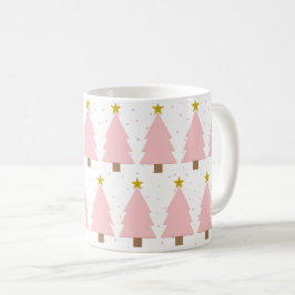 Elegant Rosa Julgranar Linjer, Golden Stars Kaffemugg