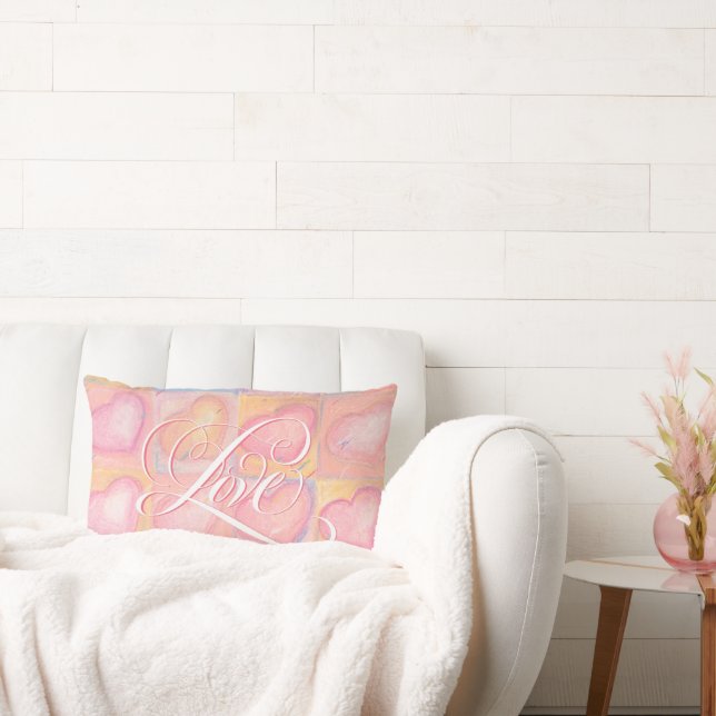 Elegant Rosa "Kärlek" Flourerad Valentine Letterin Lumbarkudde (Soffa)