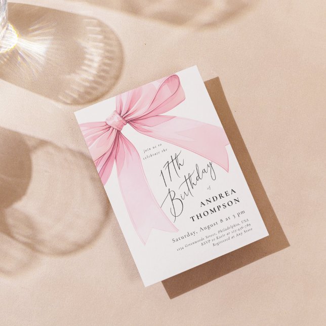 Elegant Rosa Kokett Slinga 17-års Födelsedagsinbju Inbjudningar (Skapare uppladdad)