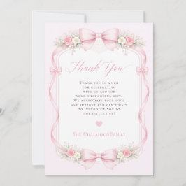 Elegant Rosa Kokett Slöja Blommig Bebis-babyshower Tack Kort