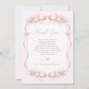 Elegant Rosa Kokett Slöja Blommig Bebis-babyshower Tack Kort