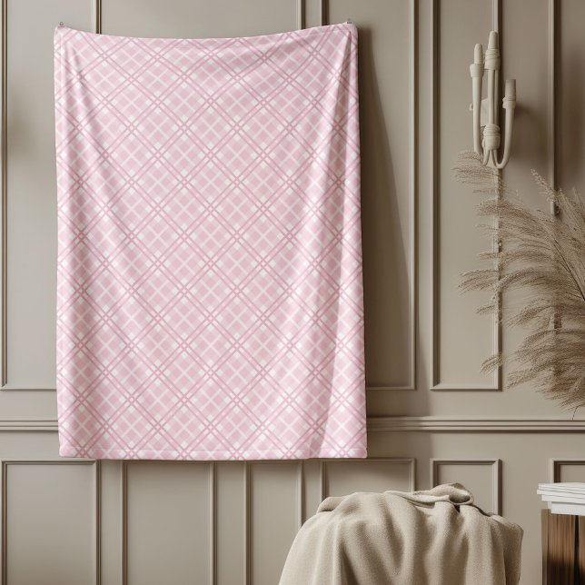 Elegant Rosa Kontrollerad klassisk Land Stil Fleecefilt (Elegant Pink Checkered Classic Country Style Fleece Blanket)